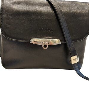 GODDAR Women’s European Black Leather Crossbody W/ Silver Accents